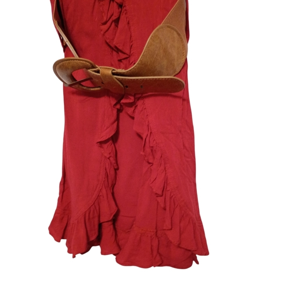 Picky Girl - Elegant Red Ruffled One Button Tunic - size large - Picture 3 of 8